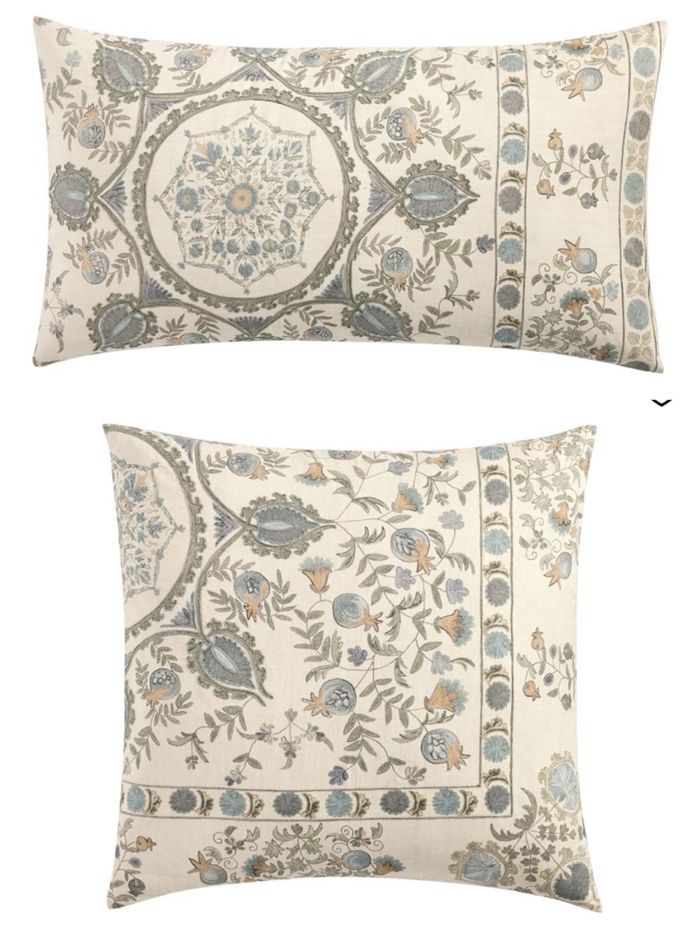 Pottery Barn Lilah Suzani King & Euro Sham New with flaw